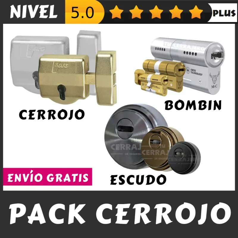 PACK CERROJO SAG BOMBIN ESCUDO DISEC