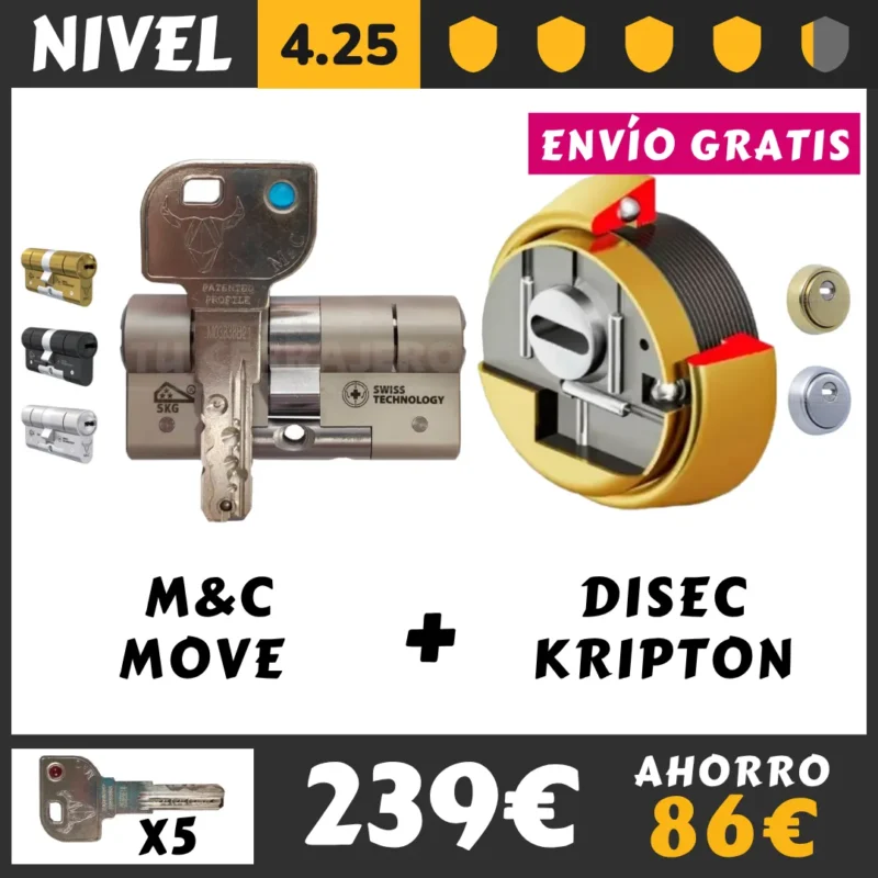 PACK de seguridad DISEC KRIPTON con bombin MC MOVE 2026