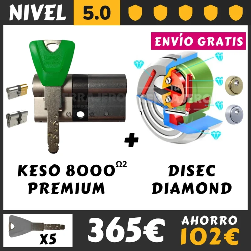 PACK KESO 8000 PREMIUM CON ESCUDO DISEC DIAMOND 2026