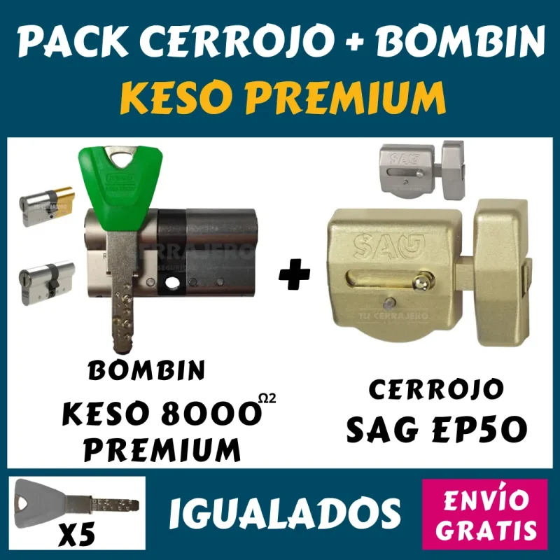 PACK CERRROJO SAG EP50 + BOMBIN KESO 8000 PREMIUM