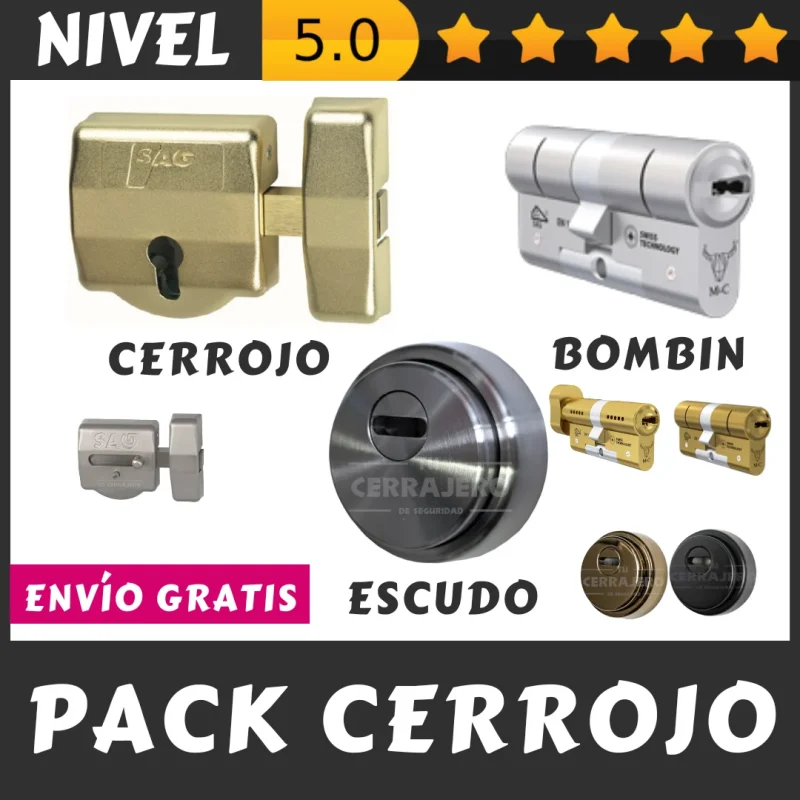 PACK CERROJO SAG BOMBIN ESCUDO DISEC