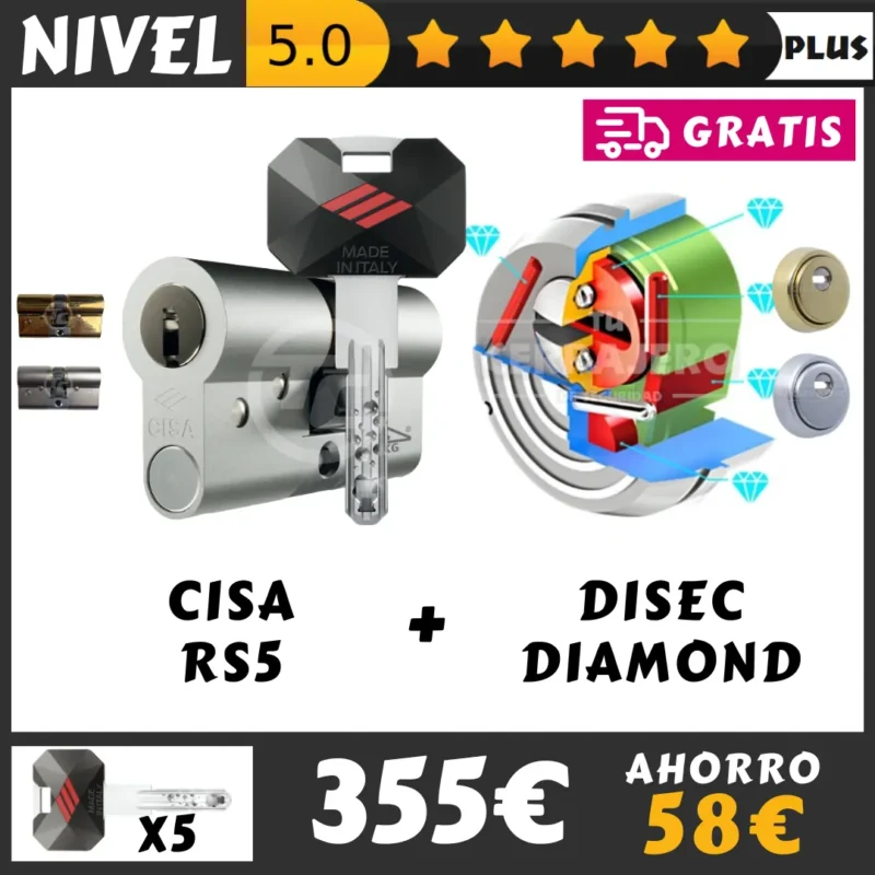 PACK SEGURIDAD BOMBIN CISA RS5 + ESCUDO DISEC DIAMOND