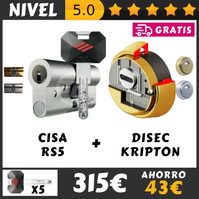 PACK SEGURIDAD BOMBIN CISA RS5 + ESCUDO DISEC KRIPTON