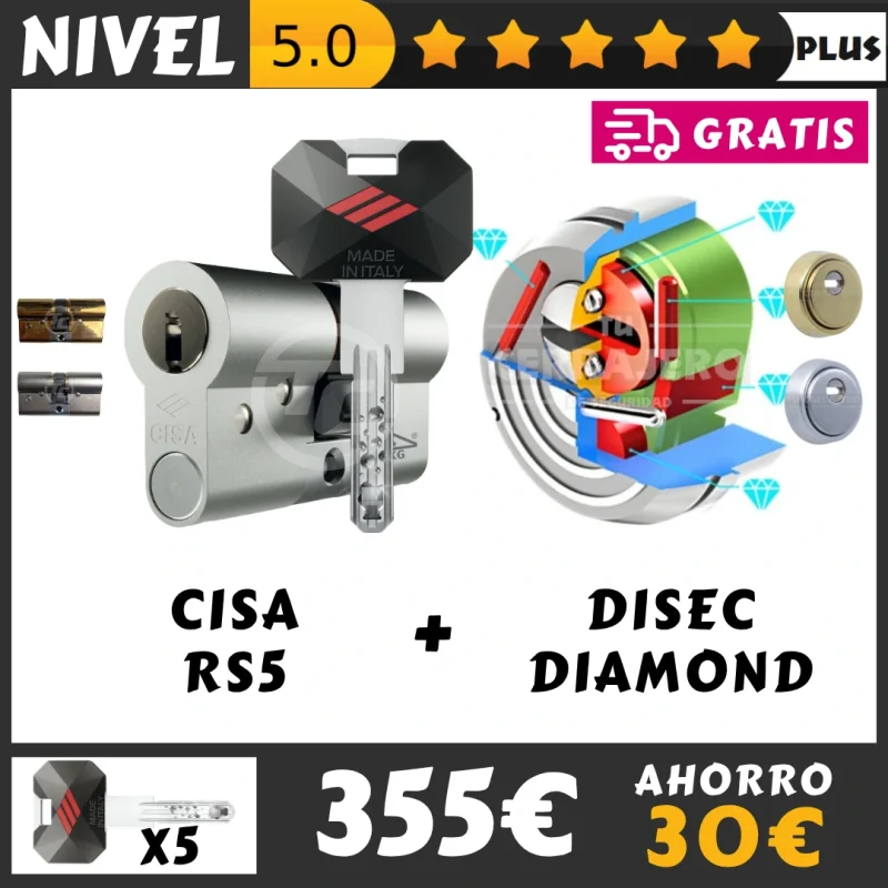 PACK SEGURIDAD BOMBIN CISA RS5 + ESCUDO DISEC DIAMOND