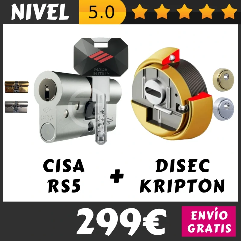 PACK SEGURIDAD BOMBIN CISA RS5 + ESCUDO DISEC KRIPTON