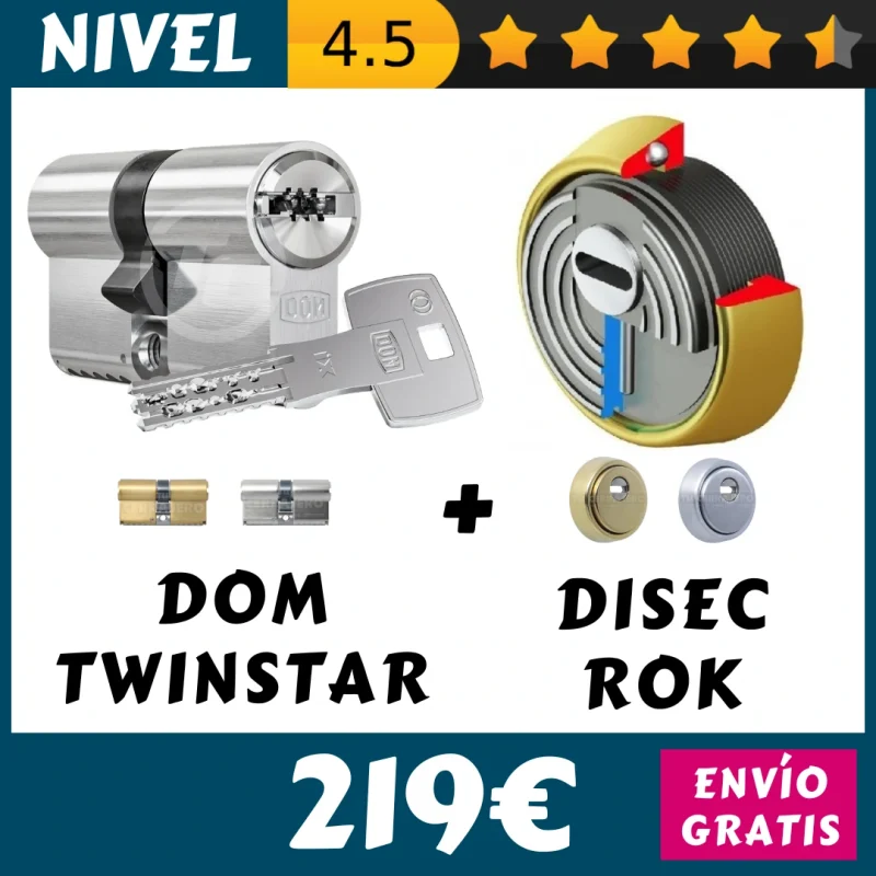 PACK SEGURIDAD DOM TWINSTAR + ESCUDO DISEC ROK