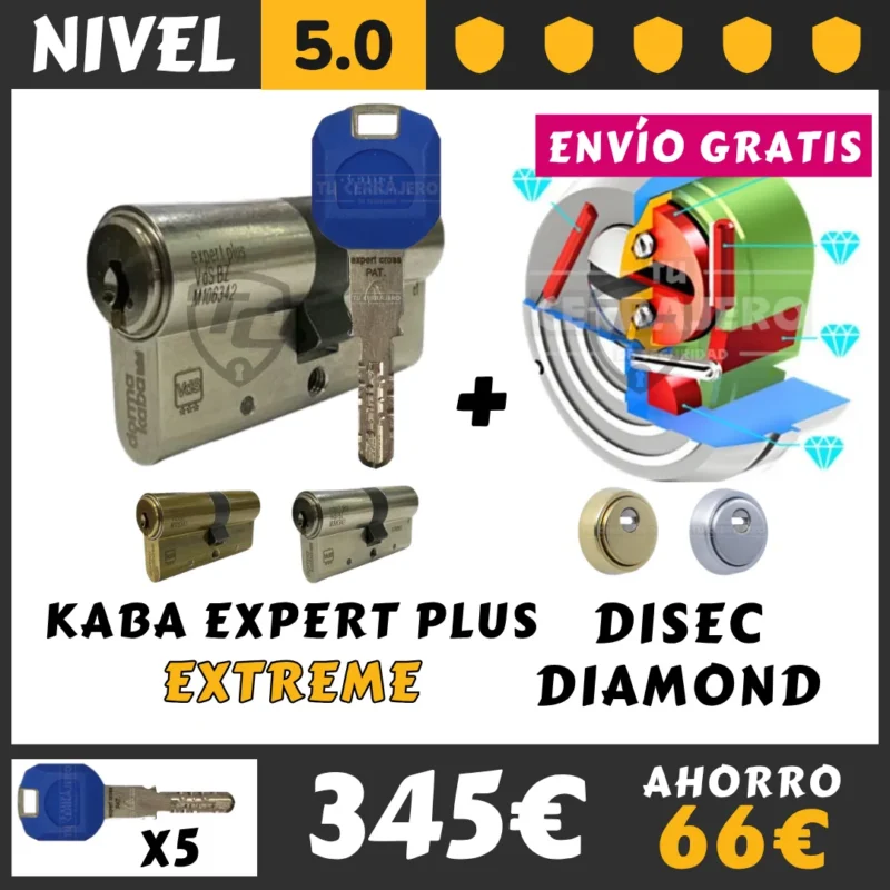 PACK BOMBIN KABA EXPERT PLUS EXTREME CON ESCUDO DISEC DIAMOND 2026